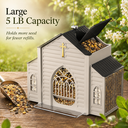 Church-Shaped Solar Bird Feeder