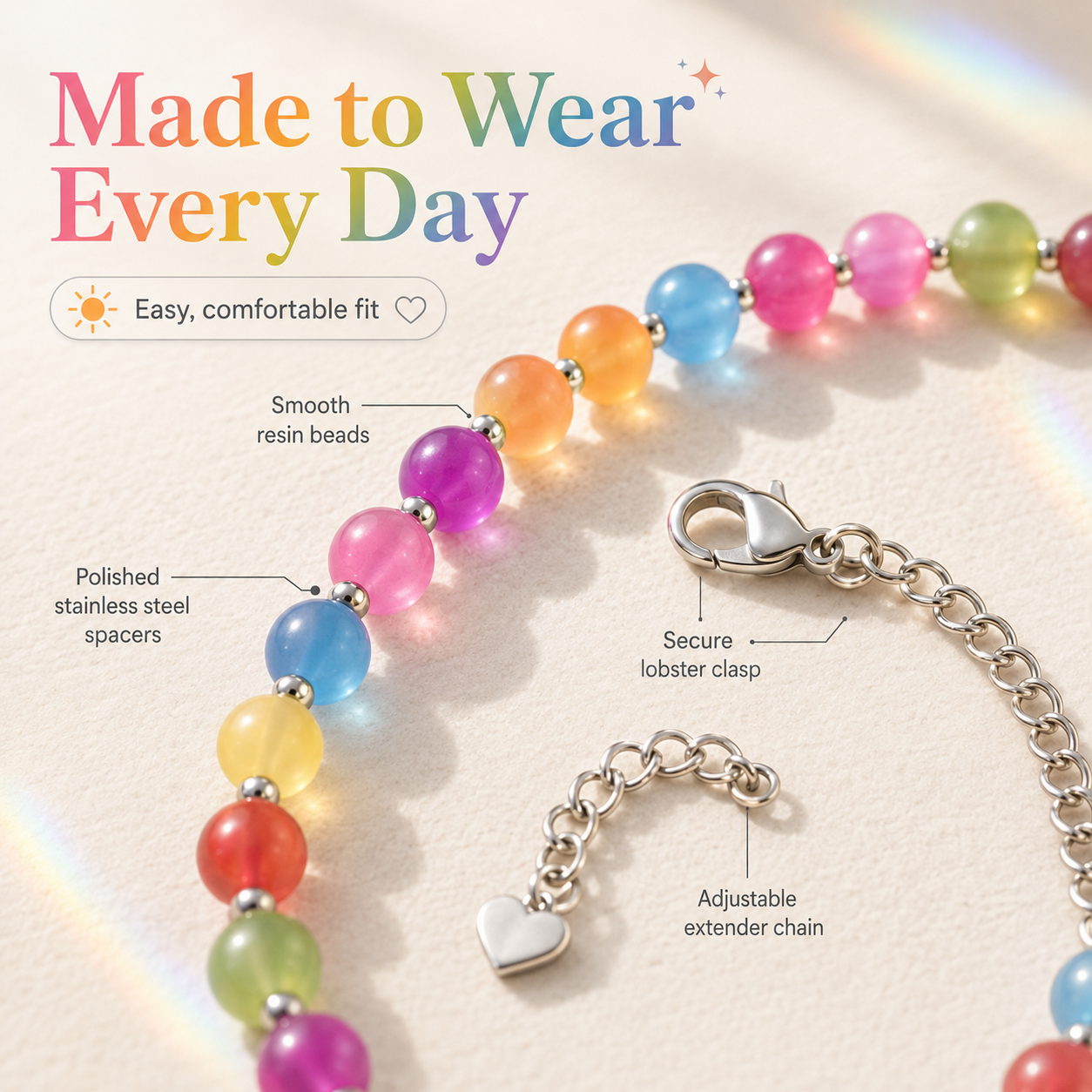 Dopamine UV Reactive Rainbow Beaded Jewelry Collection