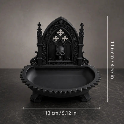 Gothic Cathedral Skull Jewelry Tray – Dark Vintage Desk Organizer