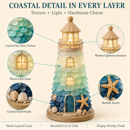 🌊 DIY 3D Sea Glass Lighthouse Kit | Light-Up Coastal Home Decor