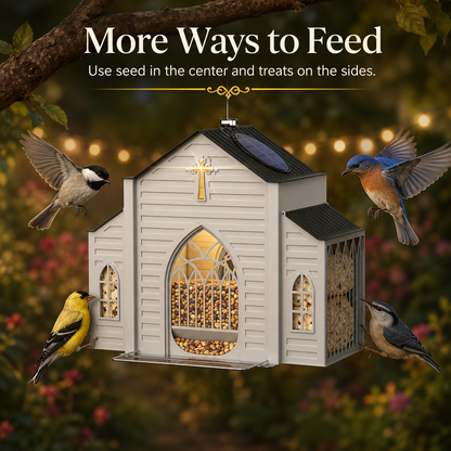 Church-Shaped Solar Bird Feeder