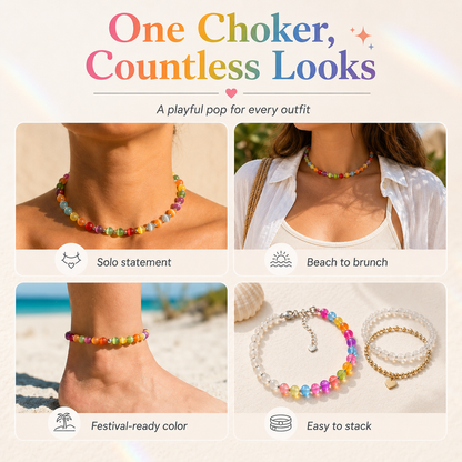 Dopamine UV Reactive Rainbow Beaded Jewelry Collection