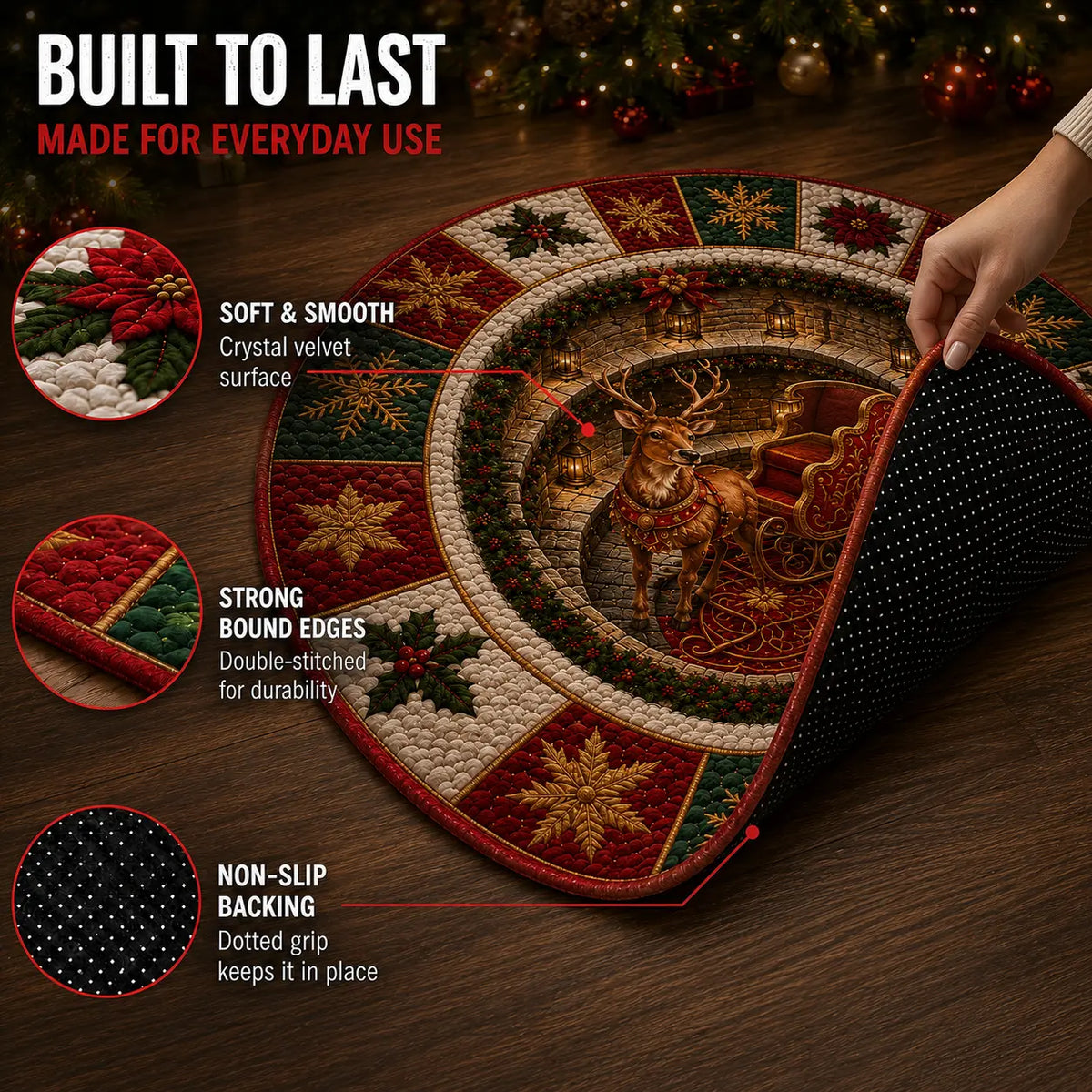 🎄Christmas 3D Optical Illusion Area Rug – Soft Festive Holiday Floor Decor