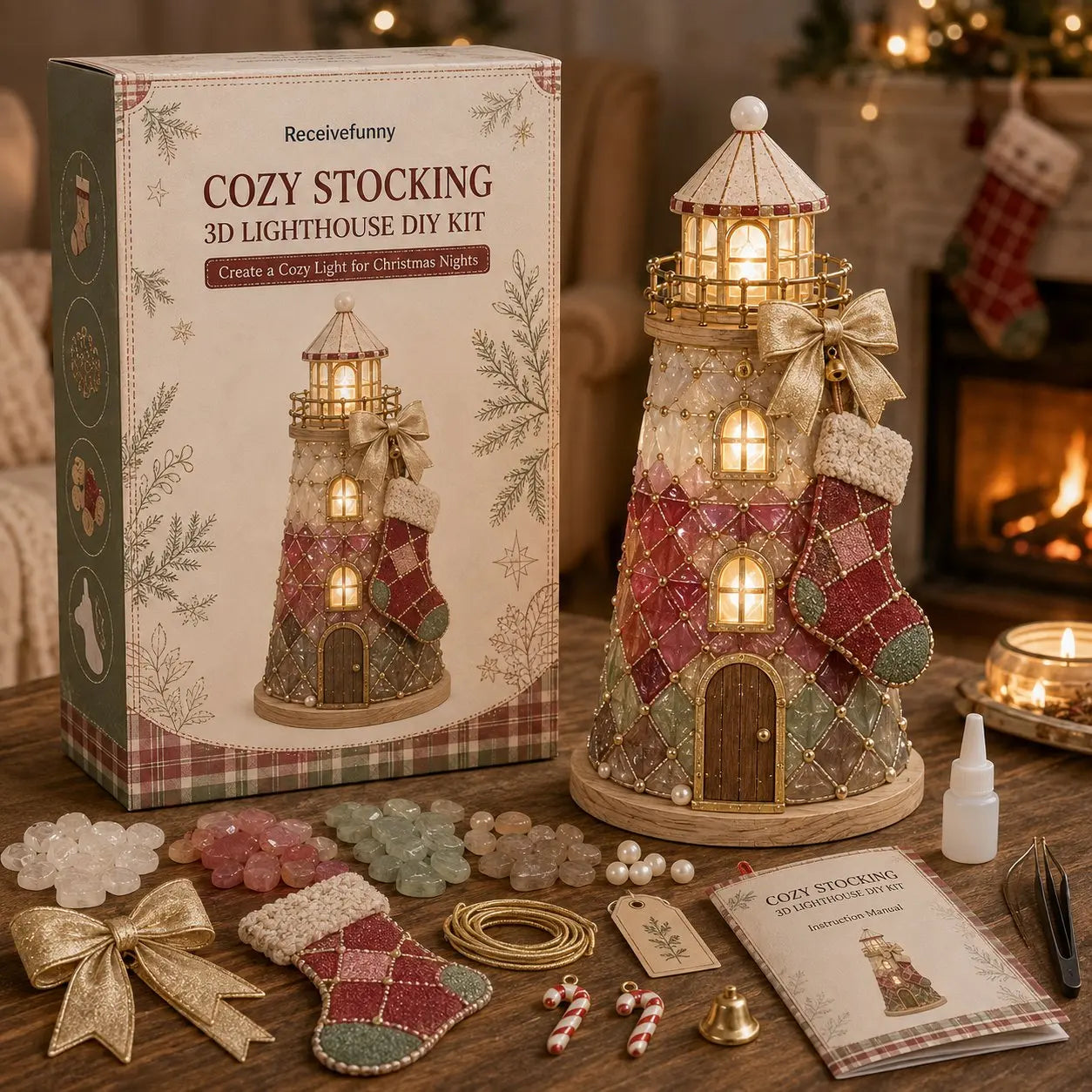 🎄 DIY Lighted Christmas Lighthouse Kit Collection | Sea Glass-Style Holiday Craft Gift