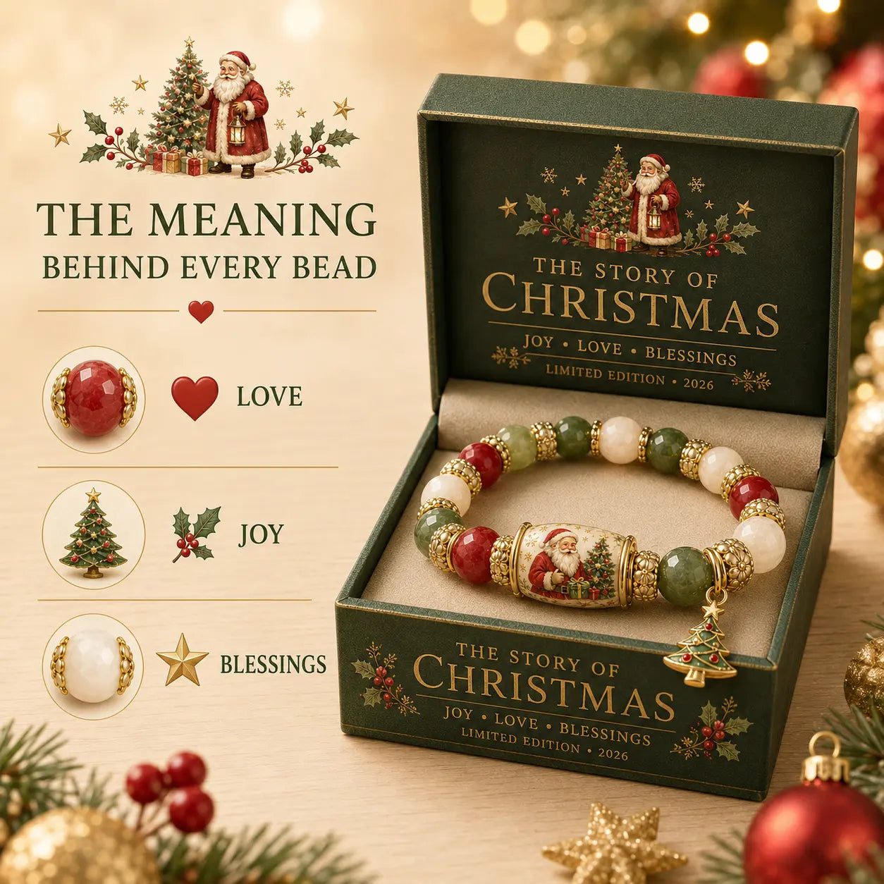 🎅 Santa Christmas Magic Bracelet – 2026 Limited Edition Holiday Keepsake