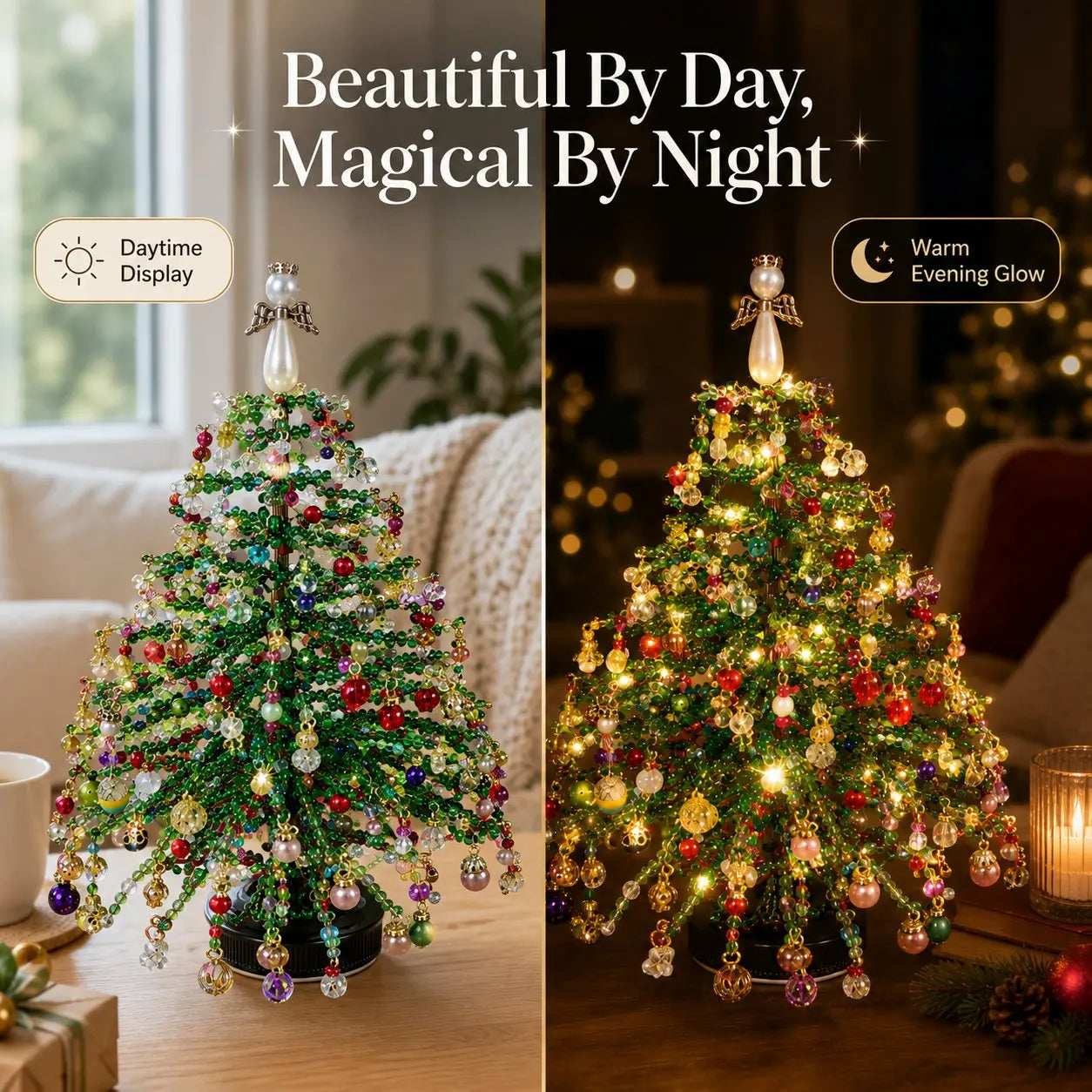 🎄 DIY Beaded Christmas Tree Kit – Sparkling Tabletop Holiday Decor