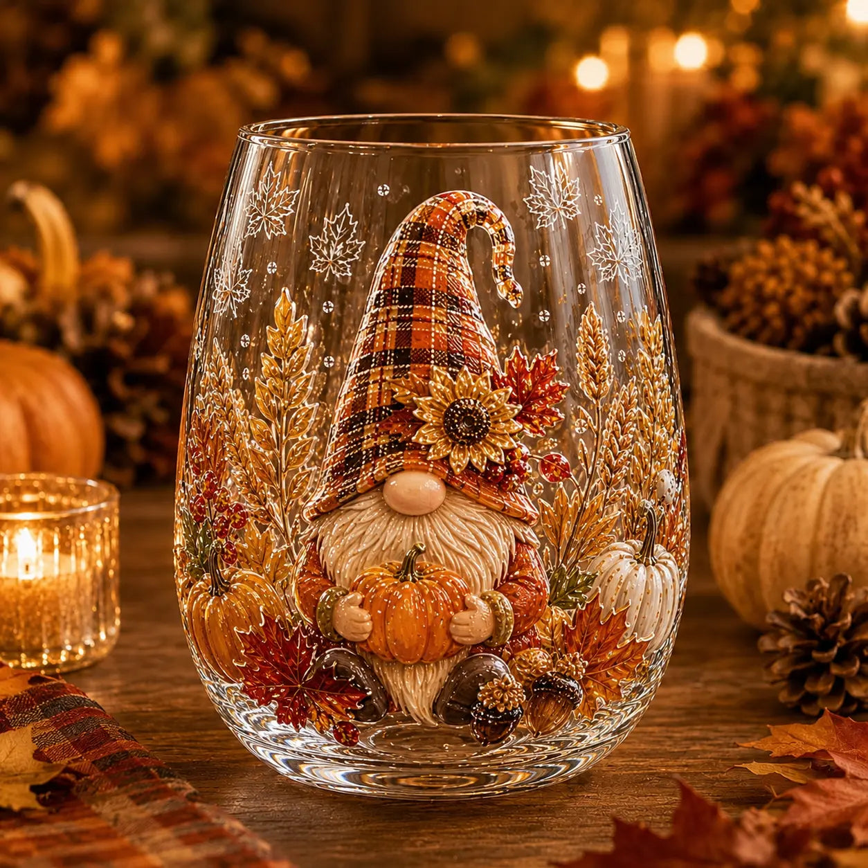 🍂 Autumn Harvest 3D Glass Cup Collection – Fall & Thanksgiving Drinkware