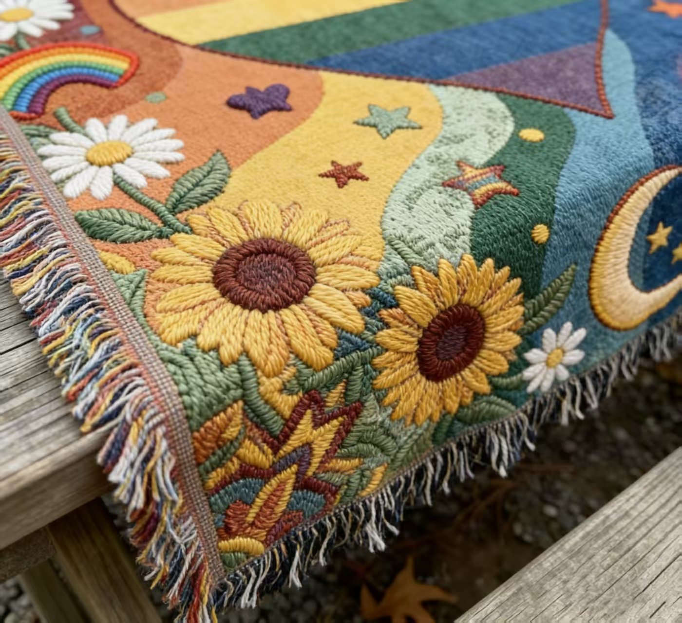 🏳️‍🌈2026 Handmade Woven Pride Blanket – Rainbow Heart Throw for Sofa, Bed & Wall Décor