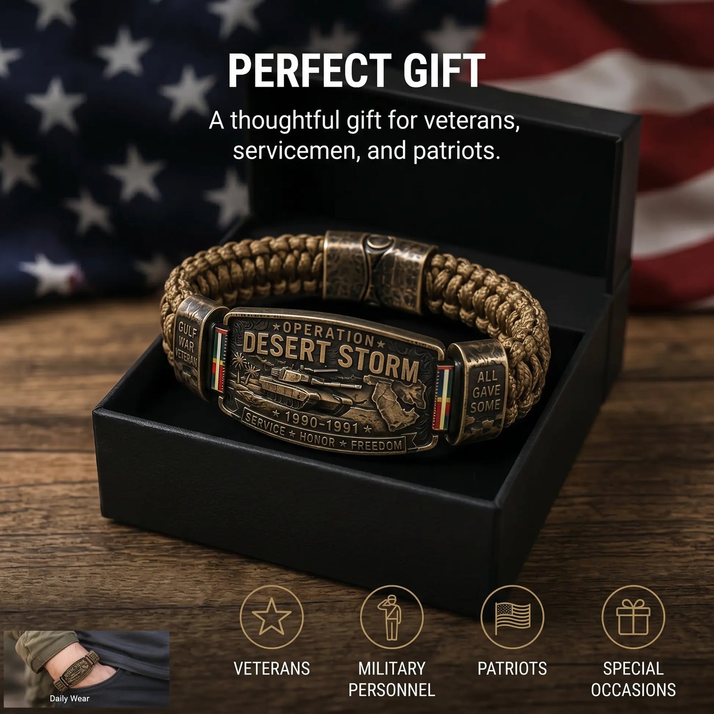 Operation Desert Storm Veteran Bracelet – Gulf War Paracord Keepsake