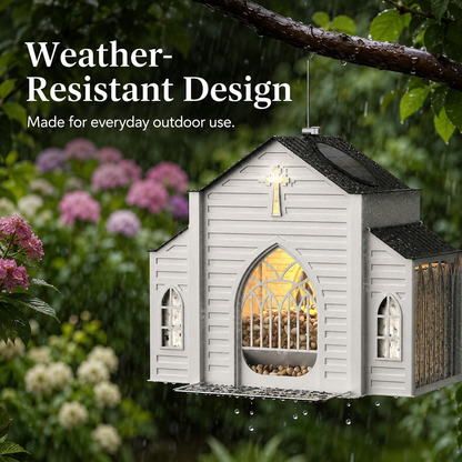 Church-Shaped Solar Bird Feeder