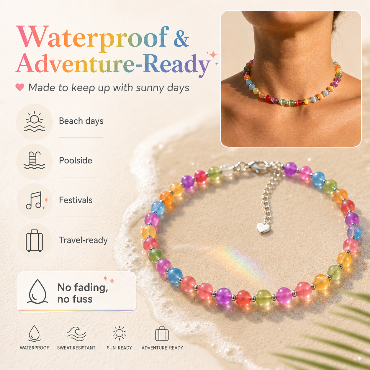 Dopamine UV Reactive Rainbow Beaded Jewelry Collection