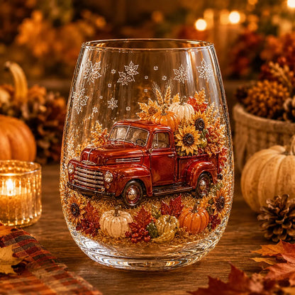 🍂 Autumn Harvest 3D Glass Cup Collection – Fall & Thanksgiving Drinkware