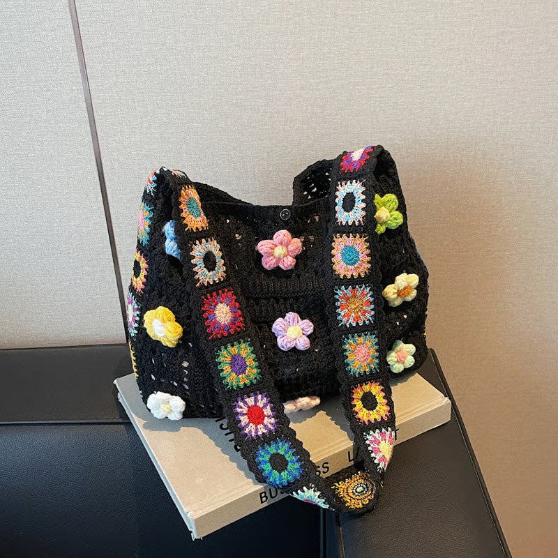 Women’s Boho Crochet Flower Shoulder Bag