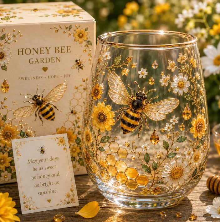 Honey Bee Garden Bliss Glass Cup