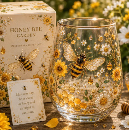 Honey Bee Garden Bliss Glass Cup