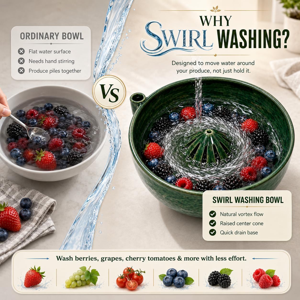 Self Spinning Berry Washing Bowl