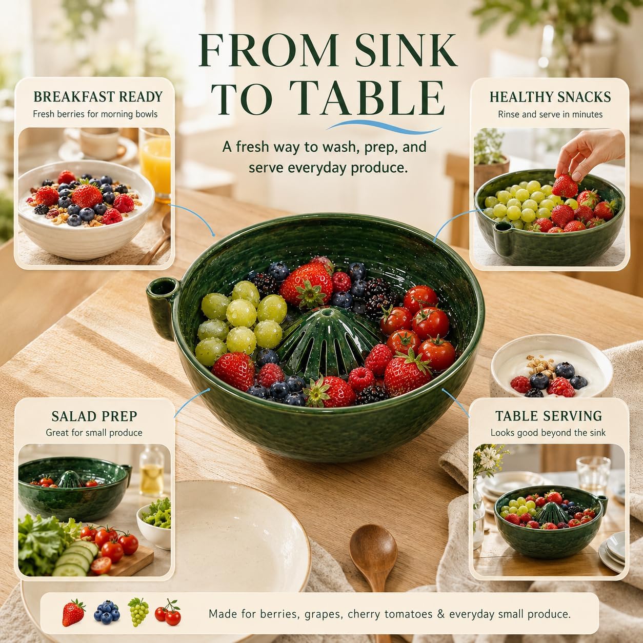 Self Spinning Berry Washing Bowl