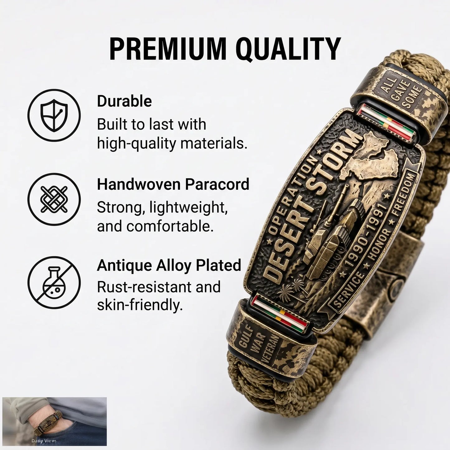 Operation Desert Storm Veteran Bracelet – Gulf War Paracord Keepsake