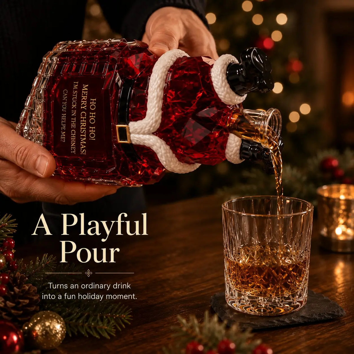 🎅 Santa Stuck in the Chimney Decanter | Festive Christmas Bar Decor