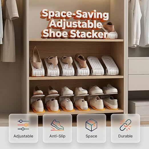 Space-Saving Adjustable Shoe Stacker – Organize Your Shoes Effortlessly