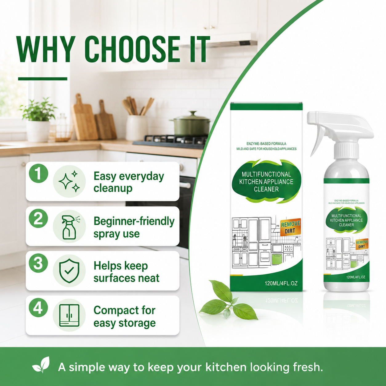 3-in-1 Heavy Duty Kitchen Degreaser & Sanitizer Spray