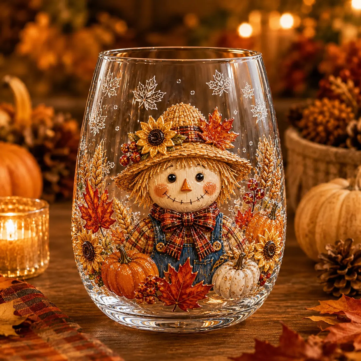 🍂 Autumn Harvest 3D Glass Cup Collection – Fall & Thanksgiving Drinkware
