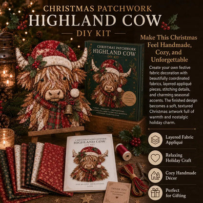 🎄 Christmas Patchwork Fabric DIY Kit – Handmade Holiday Decor