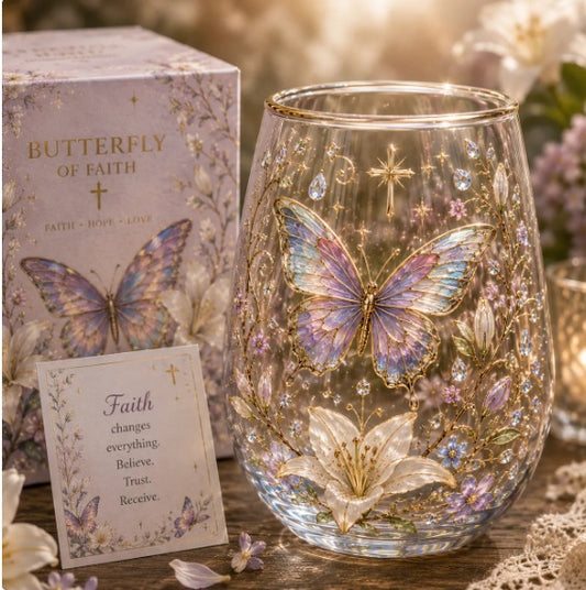 Butterfly of Faith Glass Cup