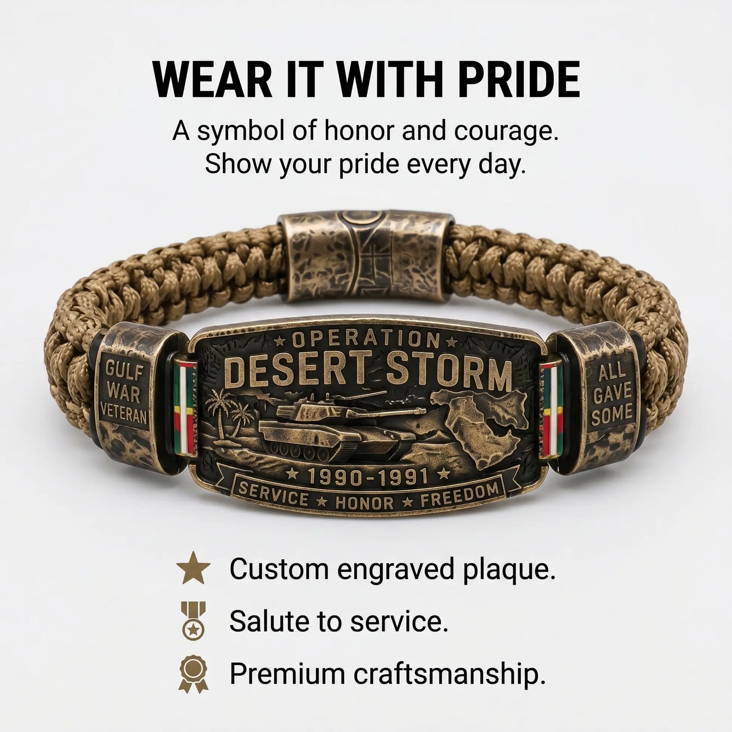 Operation Desert Storm Veteran Bracelet – Gulf War Paracord Keepsake