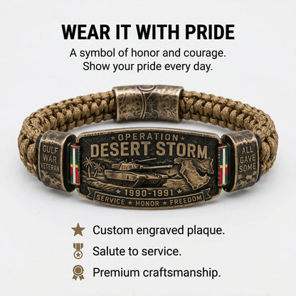 Operation Desert Storm Veteran Bracelet – Gulf War Paracord Keepsake