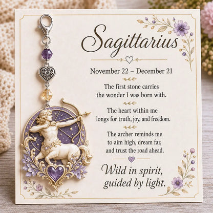 ✨ Personalized Zodiac Birthstone Keychain Keepsake | Meaningful Star Sign Gift for Her