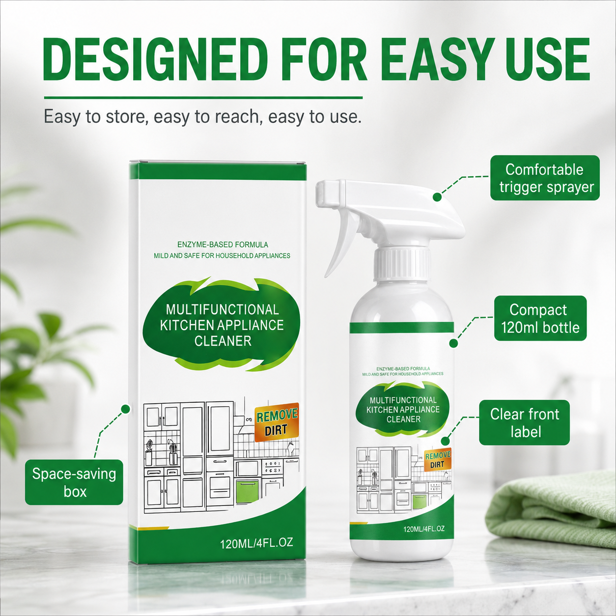 3-in-1 Heavy Duty Kitchen Degreaser & Sanitizer Spray