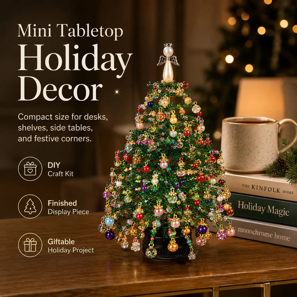 🎄 DIY Beaded Christmas Tree Kit – Sparkling Tabletop Holiday Decor