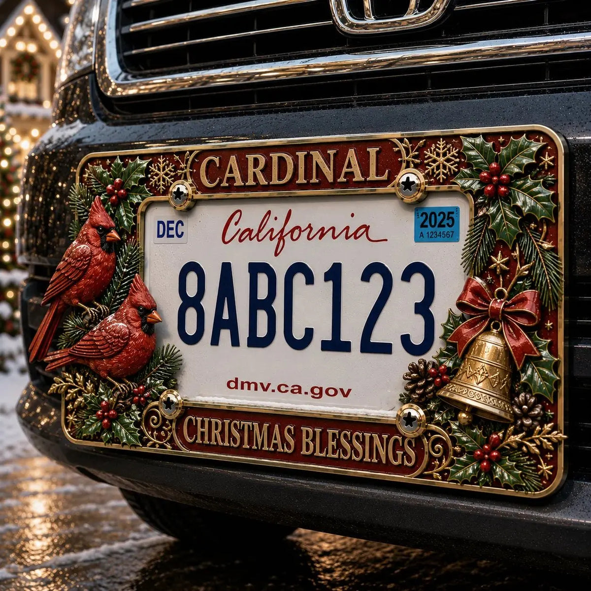 🎄 Christmas License Plate Frame | Festive Holiday Car & Truck Decor