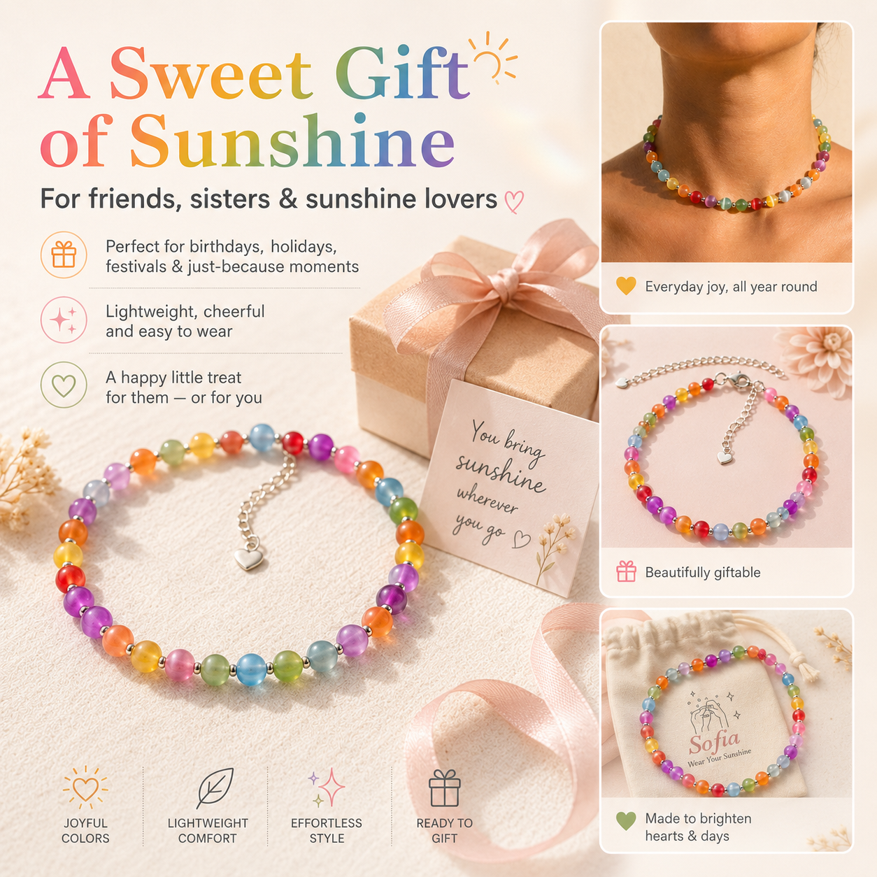 Dopamine UV Reactive Rainbow Beaded Jewelry Collection