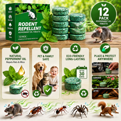 Natural Peppermint Rodent Repellent Tablets(12-Pack）