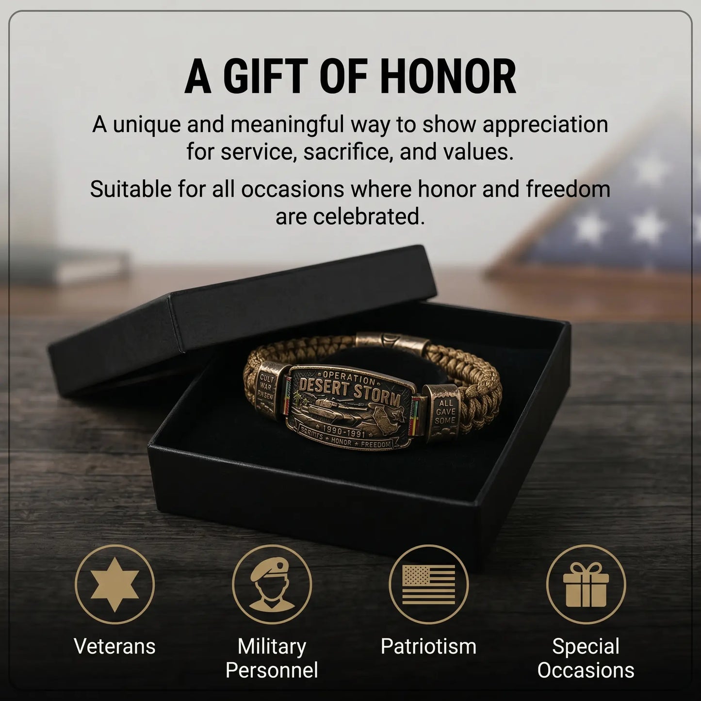 Operation Desert Storm Veteran Bracelet – Gulf War Paracord Keepsake