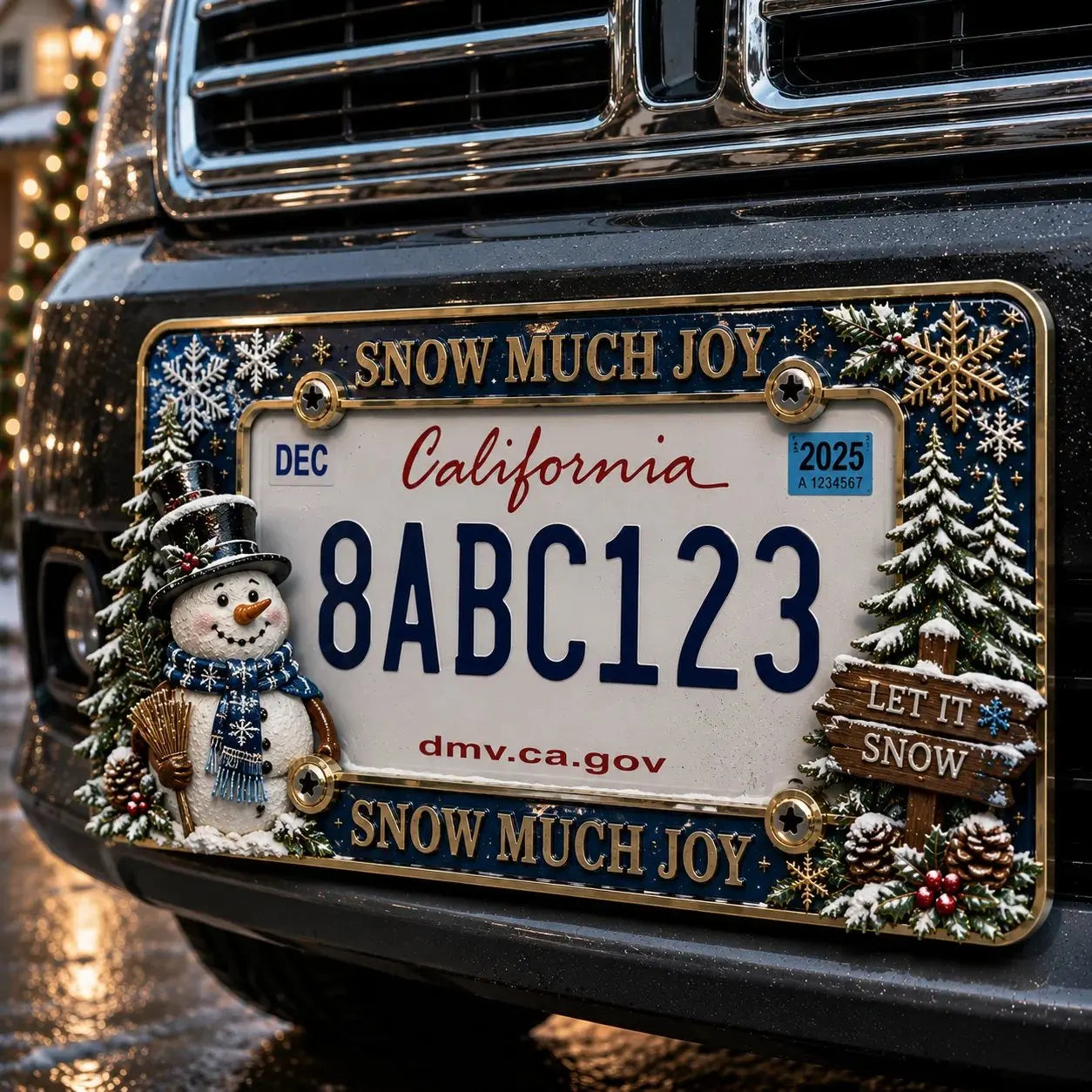 🎄 Christmas License Plate Frame | Festive Holiday Car & Truck Decor