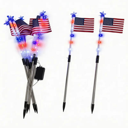 8 Solar American Flag Pathway Lights – Red, White & Blue Yard Glow for 250th Independence Celebration