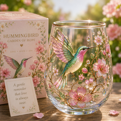 Hummingbird Morning Bliss Glass Cup