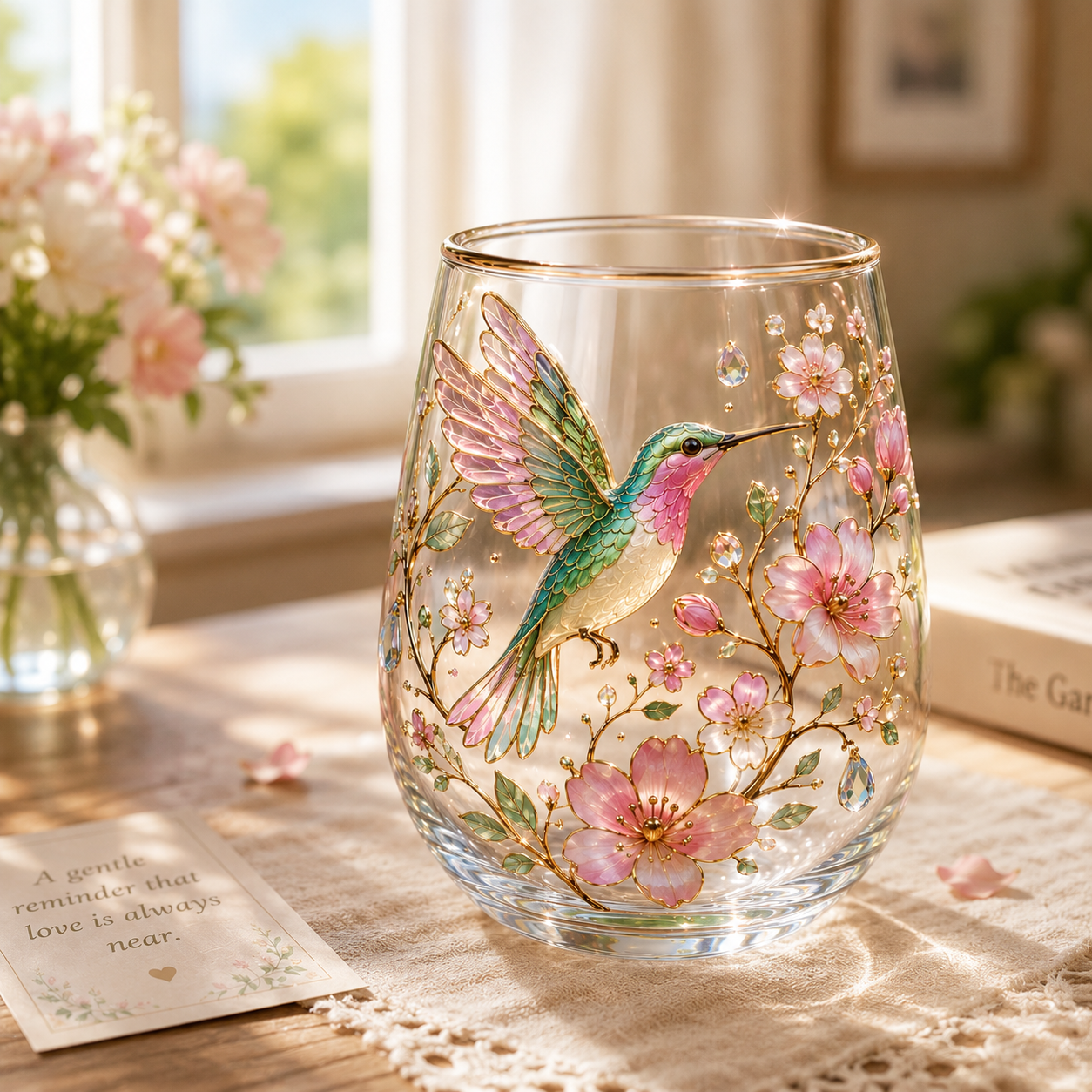 Hummingbird Morning Bliss Glass Cup