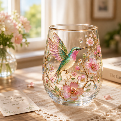 Hummingbird Morning Bliss Glass Cup