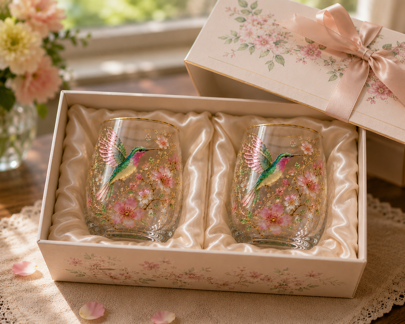Hummingbird Morning Bliss Glass Cup