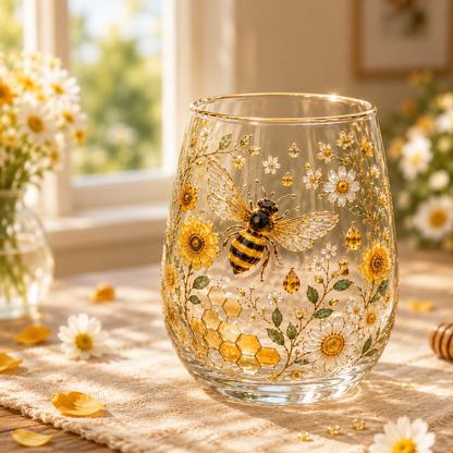 Honey Bee Garden Bliss Glass Cup