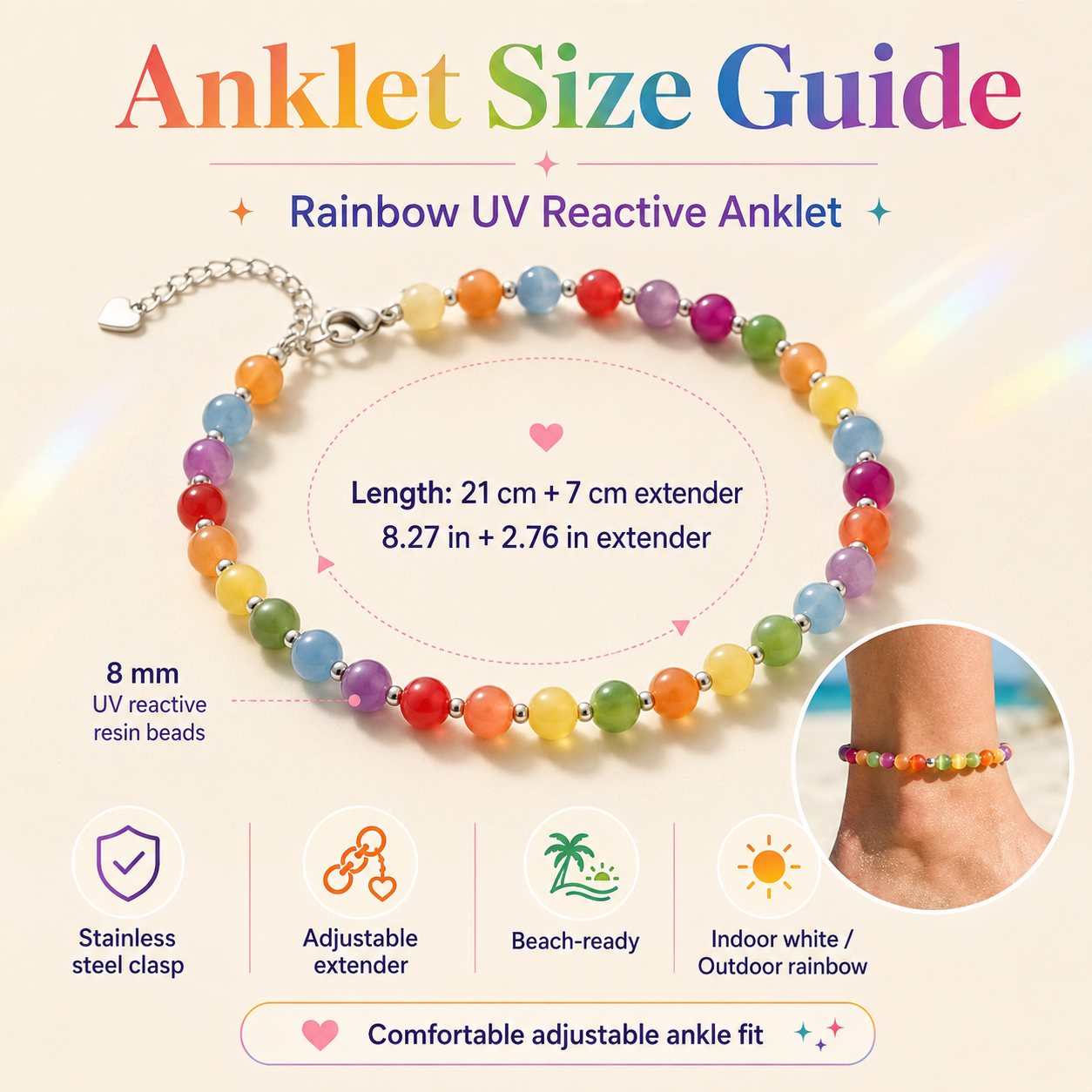 Dopamine UV Reactive Rainbow Beaded Jewelry Collection
