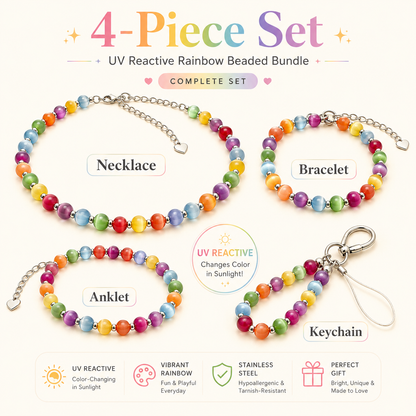 Dopamine UV Reactive Rainbow Beaded Jewelry Collection