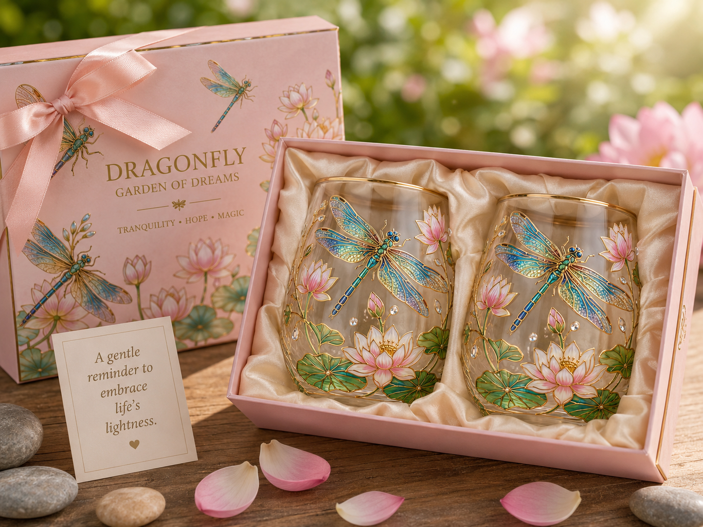 Dragonfly Garden of Dreams Glass Cup