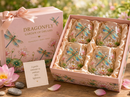 Dragonfly Garden of Dreams Glass Cup