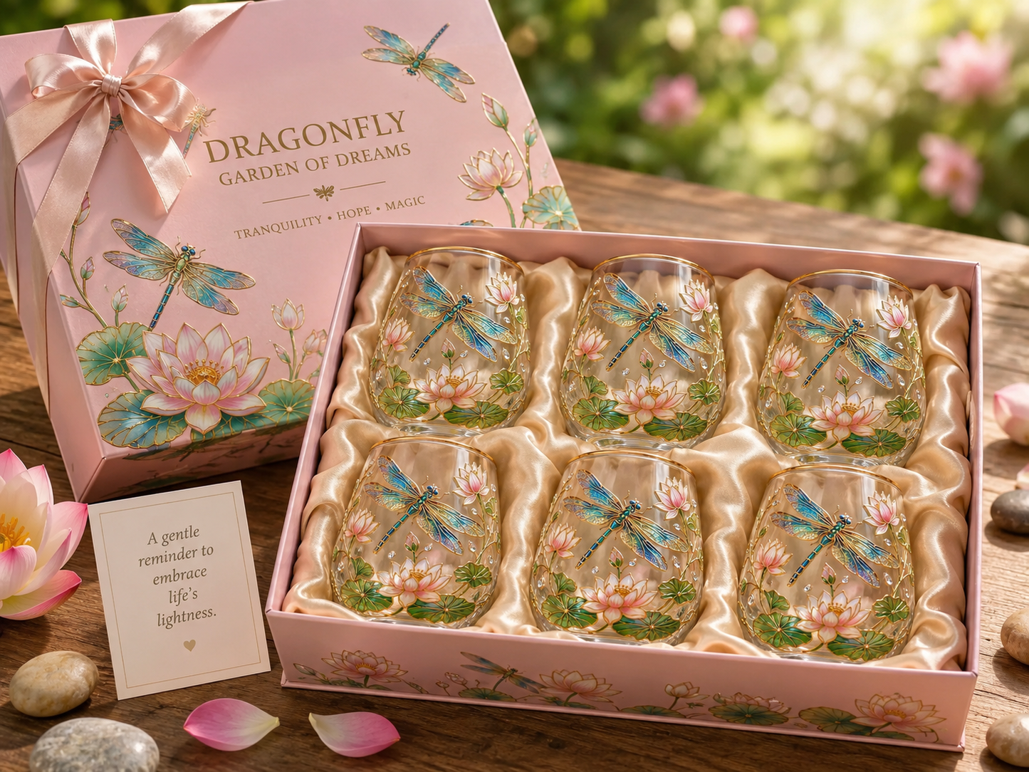 Dragonfly Garden of Dreams Glass Cup