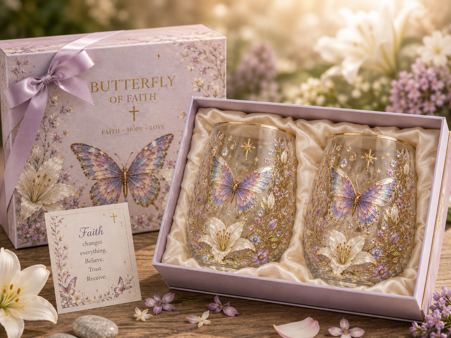 Butterfly of Faith Glass Cup